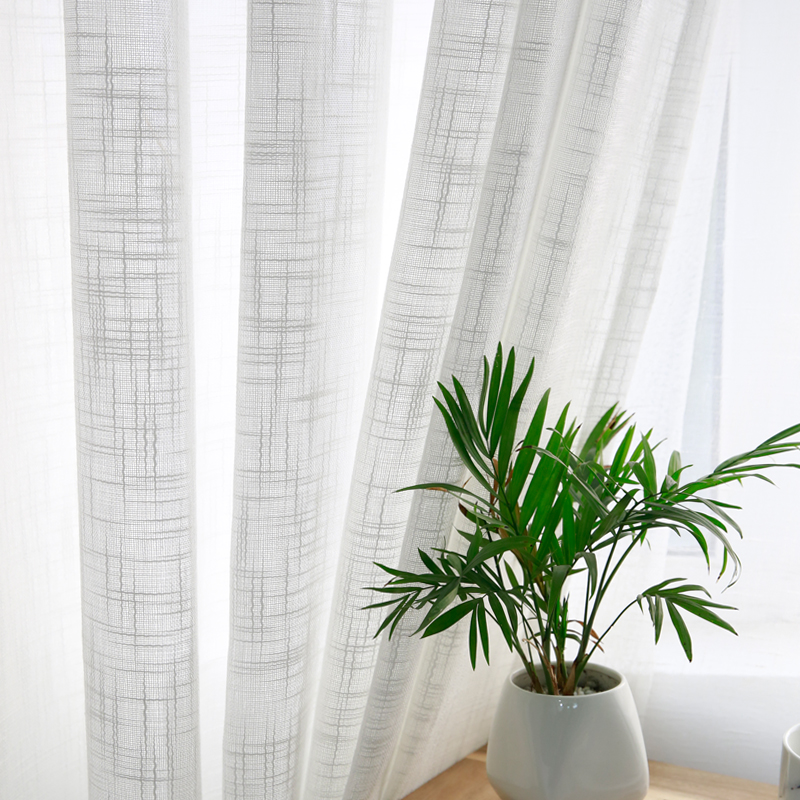 Linen Curtain Eyelet - Modern cotton linen feel curtain gauze