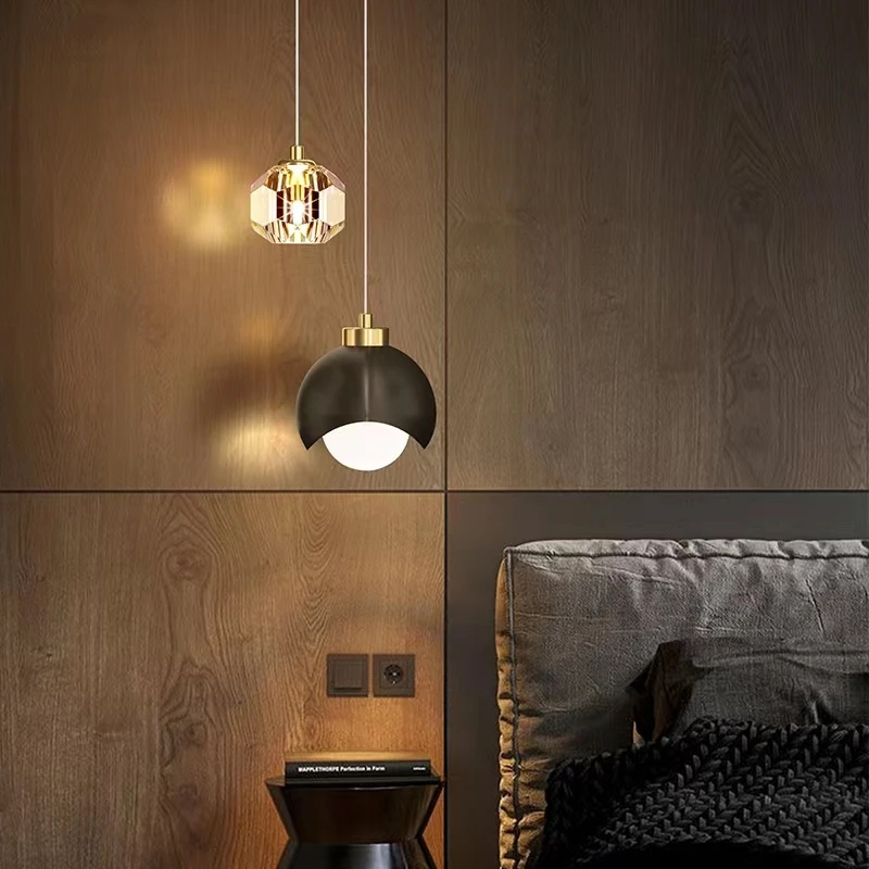 Interior Design Gold - Bedroom Bedside Hanging Pendant Lamp Glass