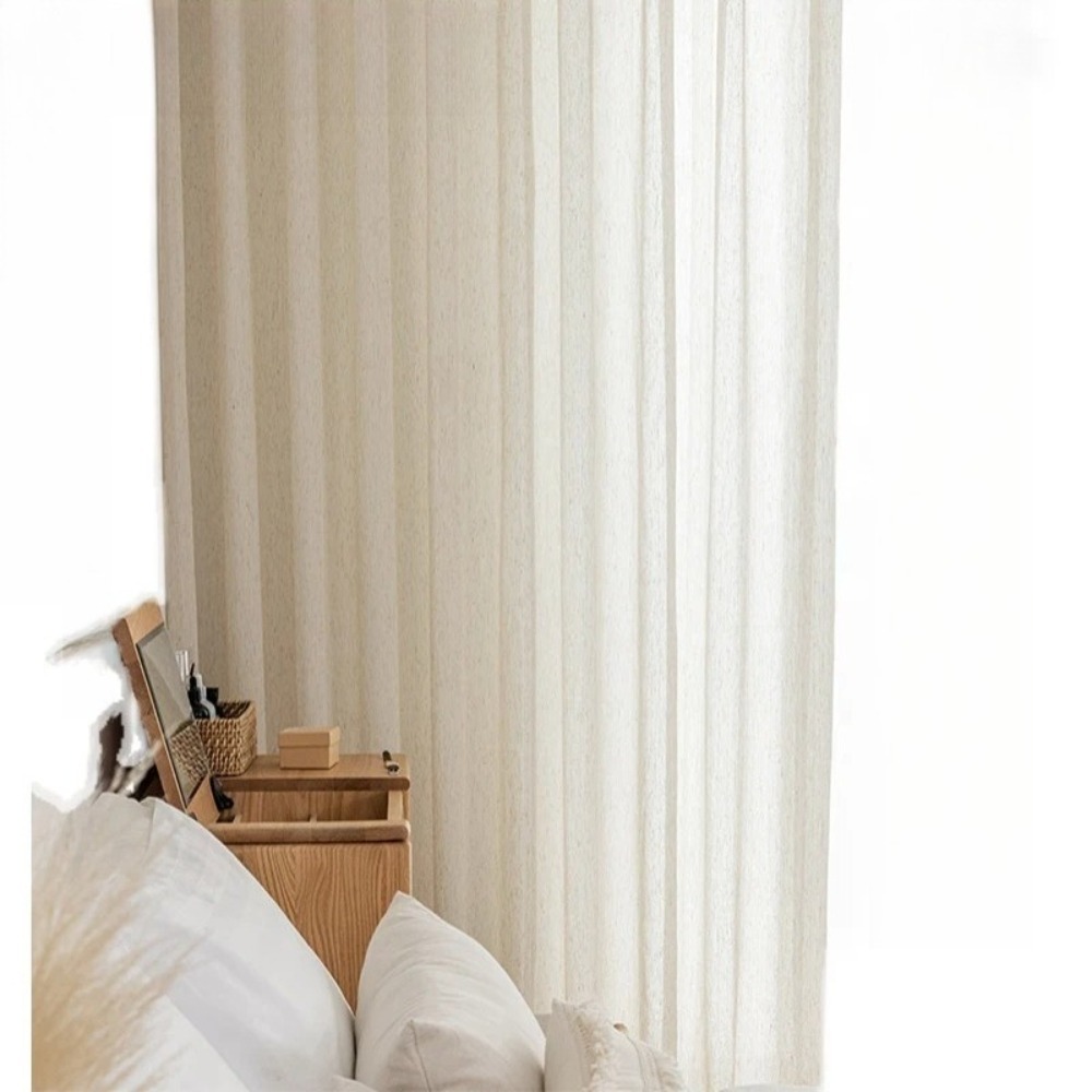 Linen Look Beige Sheer Curtain - Linen Curtain Eyelet recension och pris