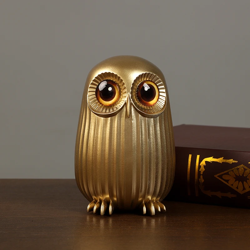 Resin Owl Statue Cute Golden O - Interior Design Gold recension och pris