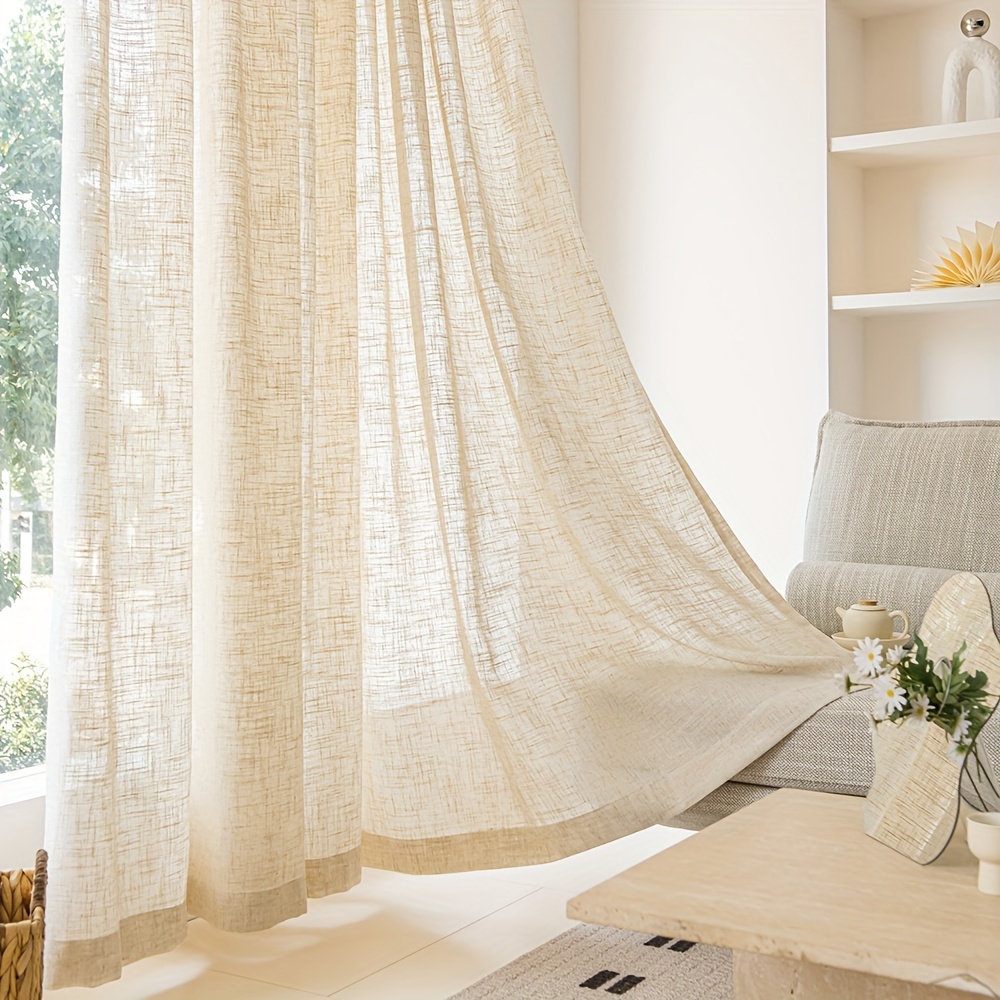1pc Minimalist Thickened Windo - Linen Curtain Eyelet recension och pris