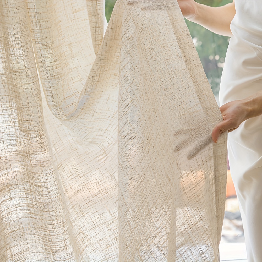 1pc Minimalist Thickened Windo - Linen Curtain Eyelet recension och pris