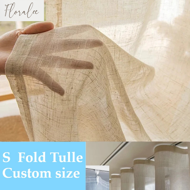 Custom Size White Tulle Beige  - Linen Curtain Eyelet recension och pris