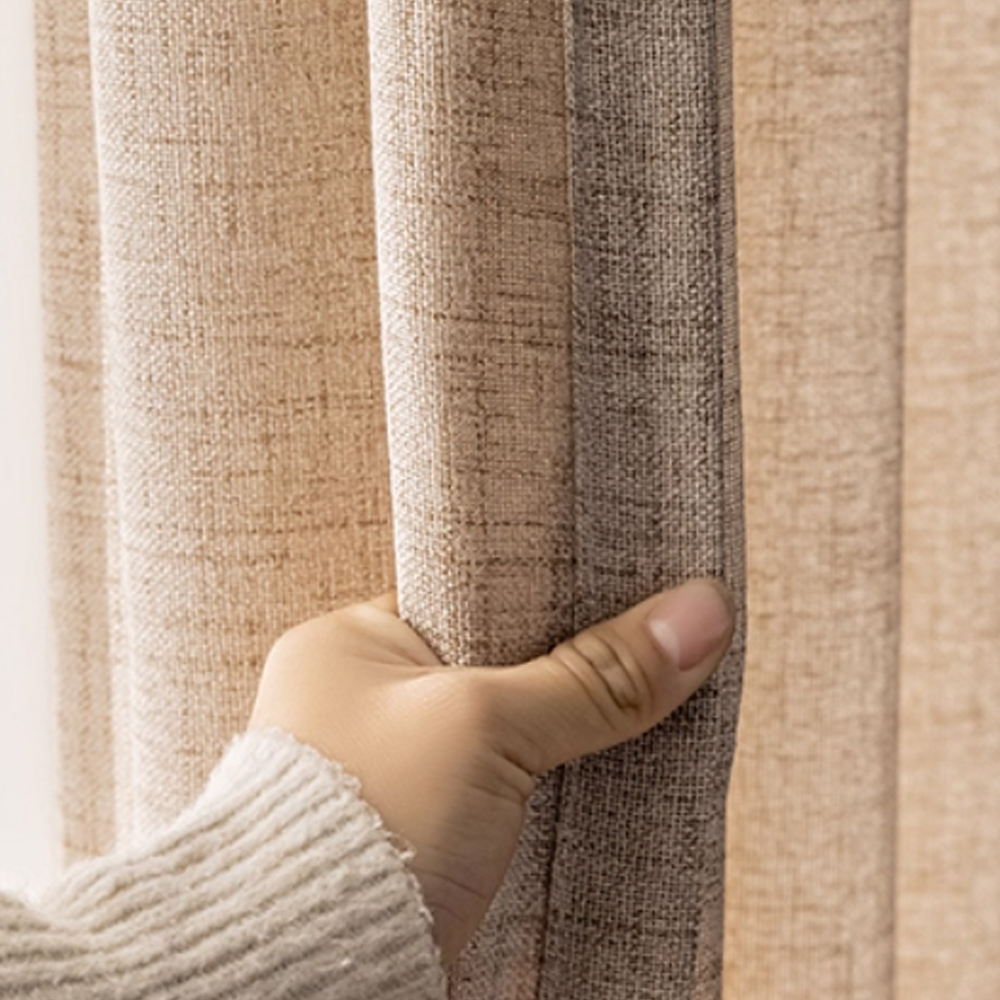 1pc Modern Simple Solid Color  - Linen Curtain Eyelet recension och pris