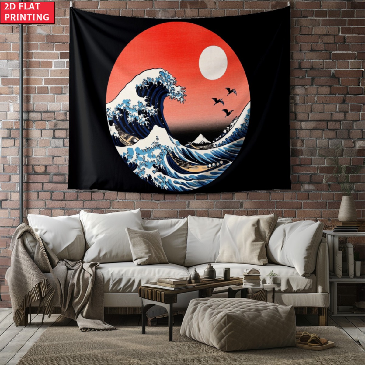 unframed Japanese Wave Sunset  - Interior Design Zen recension och pris